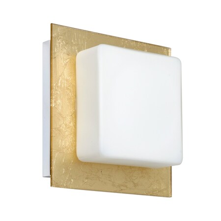 Besa Lighting Alex Mini Sconce, Opal/Gold Foil, Chrome Finish, 1x5W LED 1WS-7735GF-LED-CR